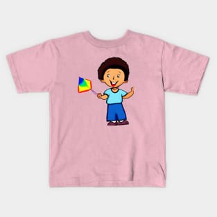 Little Boy Flying His Kite Kids T-Shirt